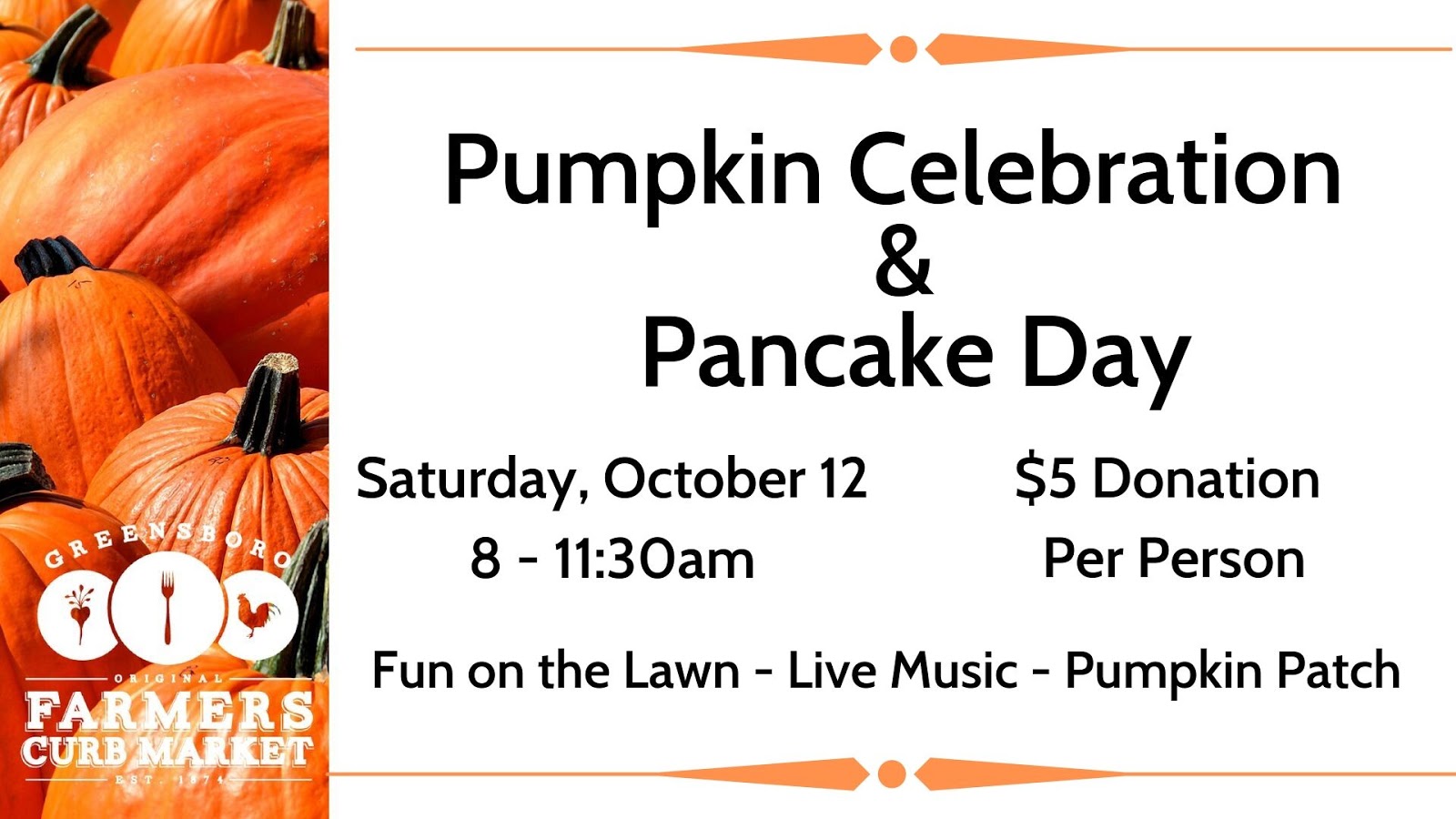 Pumpkin Celebration & Pancake Day is Saturday, October 12, 2019