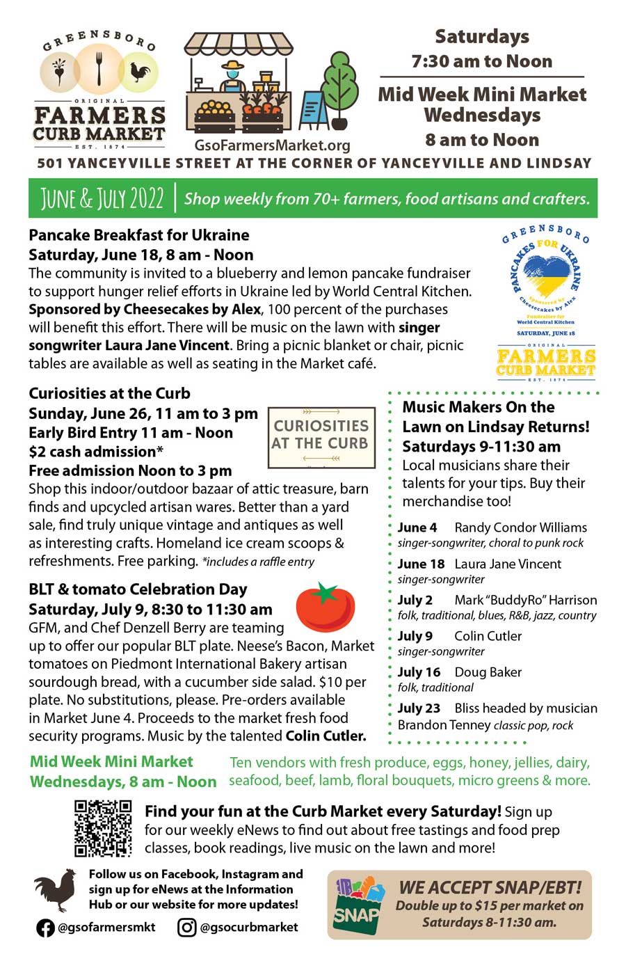 June & July events at the market