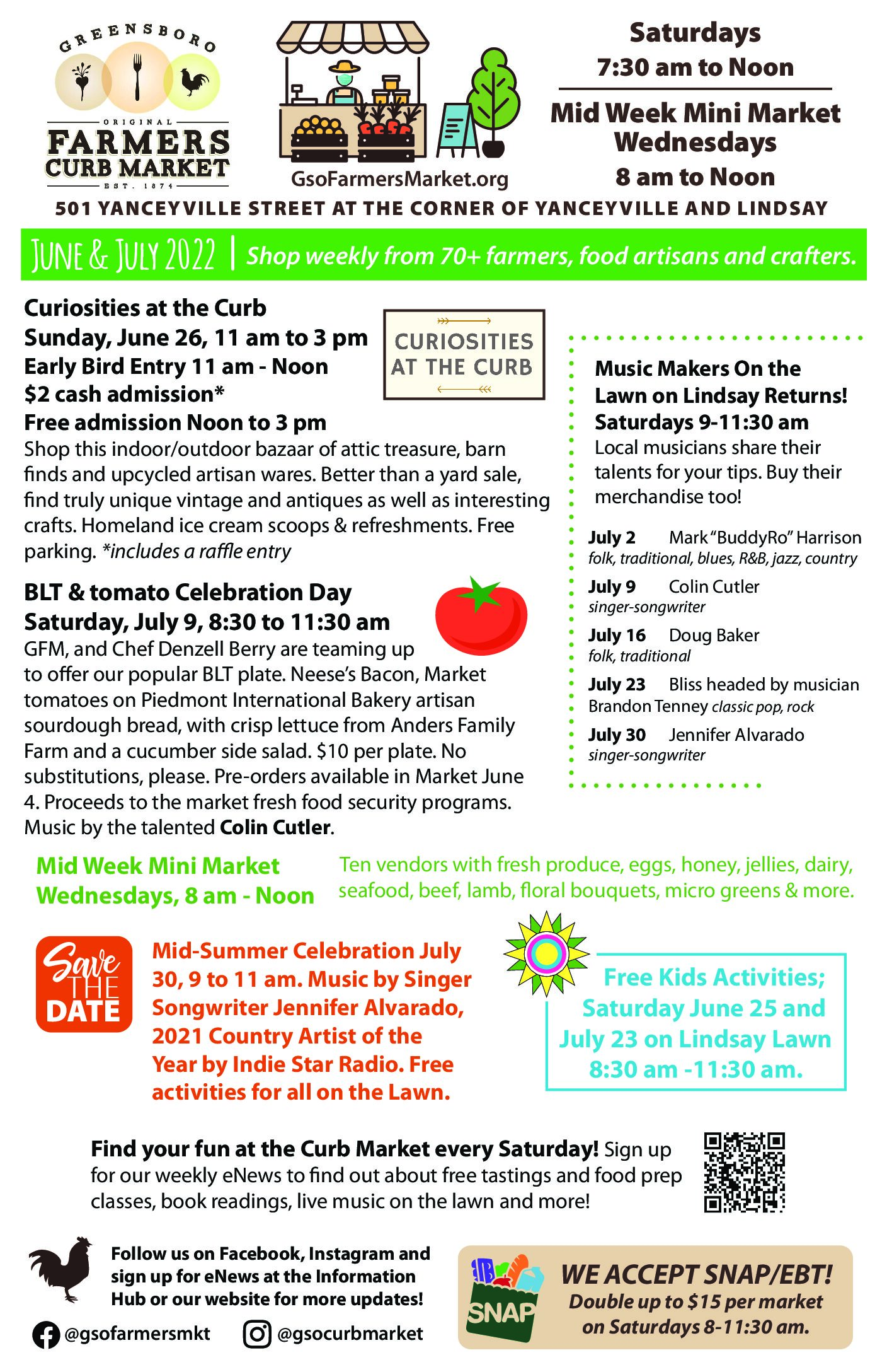 June & July events at the market