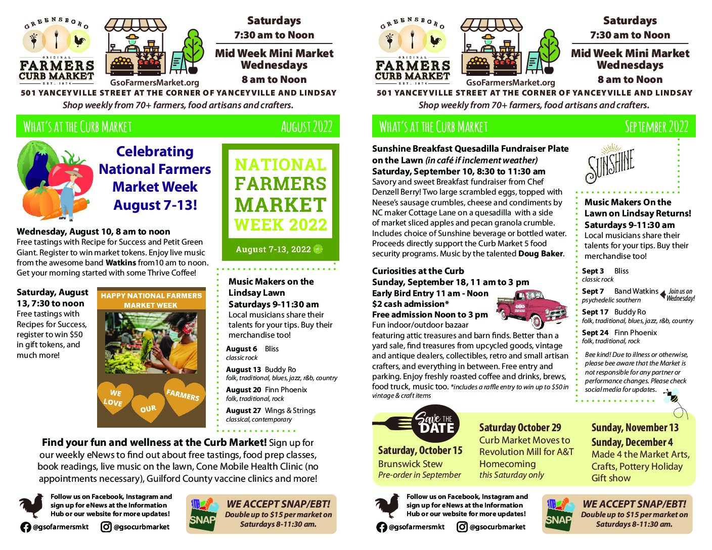 June & July events at the market